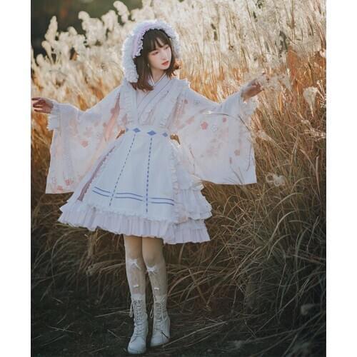 Sweet lolita dress vintage falbala cute printing high waist princess victorian dress kawaii girl gothic lolita op loli cos loli