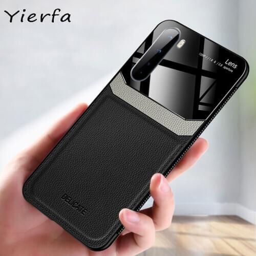 Fashion Shockproof Case For Oneplus Nord PU Leather Mirror Tempered Glass Silicone Bumper Phone Cases One plus Nord Back Cover