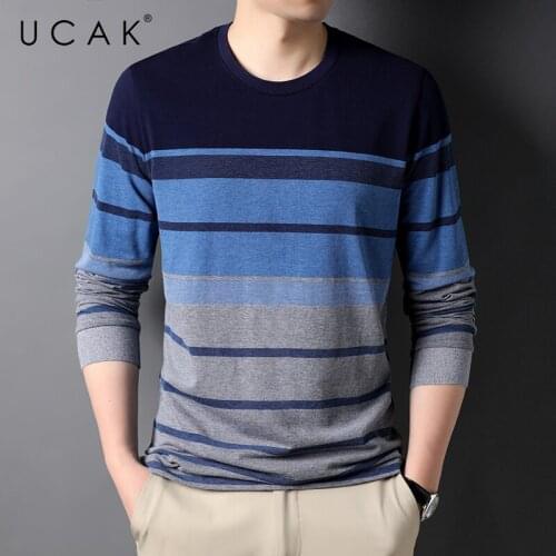 UCAK Brand Classic Pure Cotton O-Neck Collar T Shirt Men Clothes Autumn New Arrivals Streetwear Long Sleeve T-Shirts U5698