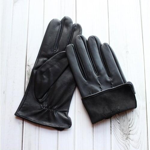 Mens Summer Leather Driving Drivers Gloves Thin Unlined Sheepskin Fashion Striped Style Black Spring and Autumn Fingers