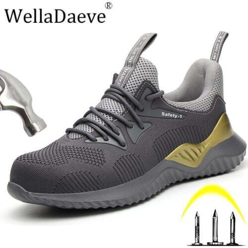 Men Steel Toe Air Safety Work Shoes Lightweight Breathable Indestructible Puncture Proof Protective Boots Casual Sneaker For Men