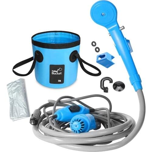 Camping Shower 12V Electric Outdoor Shower Water Bag Kit For Travel Car Washing Hiking Flowering Plants Watering