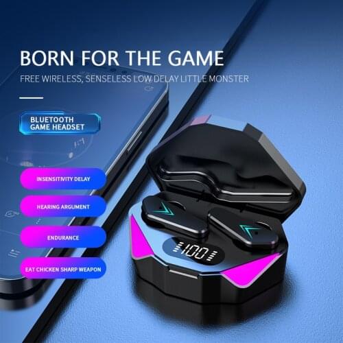 True Wireless Stereo Gaming Bluetooth 5.0 Earphone No Delay Headphone with HD Mic Bass Headset Noise Reduction Earbuds for Phone