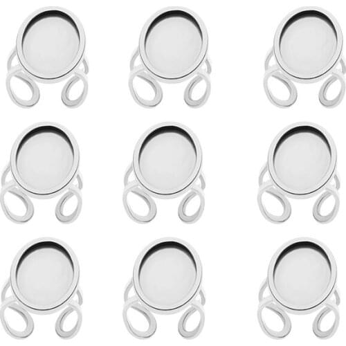 Stainless Steel 13X18 18X25mm Adjustable Ring Blank Cabochon Base Tray Flat Round Antique DIY Jewelry Findings Metal Rings Base