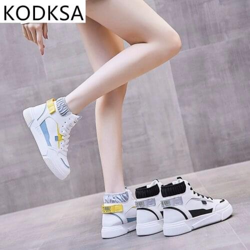 New Arrival Womens Spring Platform High top Sneakers ,White,Black Vulcanize Shoes.Non Slip Comfort Casual Sneakers,Kawaii Shoes