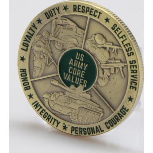 US Army Core Values Bronze Commemorative Coin "Loyalty Duty Respect Honor Integrity Courage"Military Collectibles Gifts