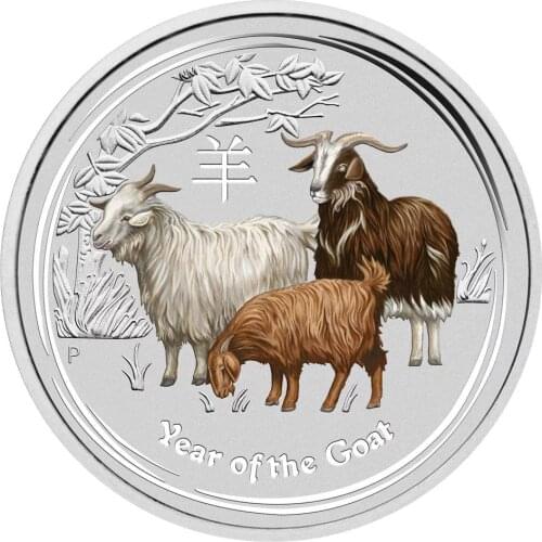 Year of The Goat Australia Animal Commemorative Coins 1 oz 9999 Silver Colorful Elizabeth II Souvenirs New Year Gifts
