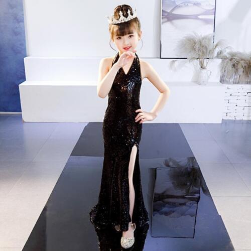 New Children Girls Sequin Mermaid Dress First Communion Gowns Backless Flower Girl Formal Party Dress Modis Vestidos Y1536