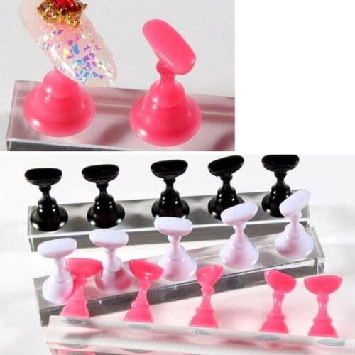 1Set Practice Trainning Display Stand Holder Base False Nail Tips Alloy Crystal Nail Art Polish Display Manicure Tools