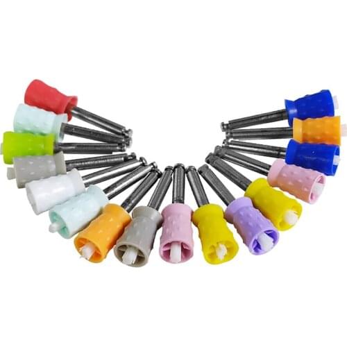 Dual Use Dental Polishing Cup 100pc/box Rubber Prophy Latch Type Polisher Brush Colorful Nylon Dental Polisher Tool