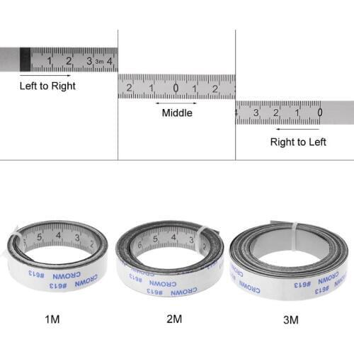 Self-Adhesive Measuring Tape with Adhesive Backing, Left To Right Reading, Right To Left, Middle to both sides, Stainless Steel