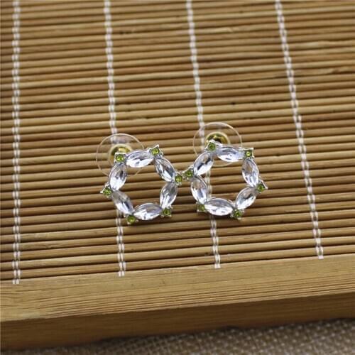 2020 Japanese Korean style fresh inlaid rose flowers wild delicate 925 silver needle stud earrings