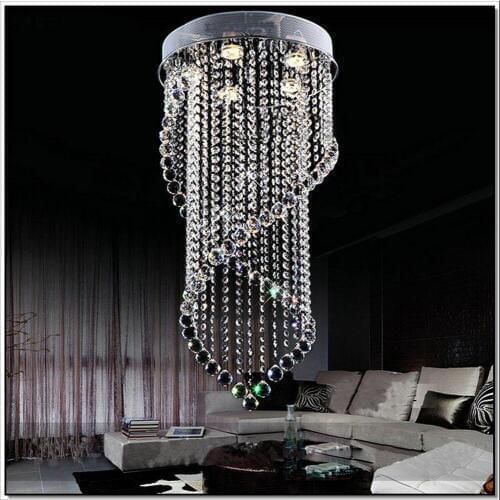 Modern crystal chandelier living room restaurant crystal curtains hanging wire double helix chandelier room bedroom lighting
