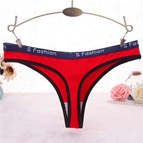 Pure Cotton G-String Ladies Sexy One-piece Stitching Letter Sleek Letter Sleek Women Underwear White red black pink panties