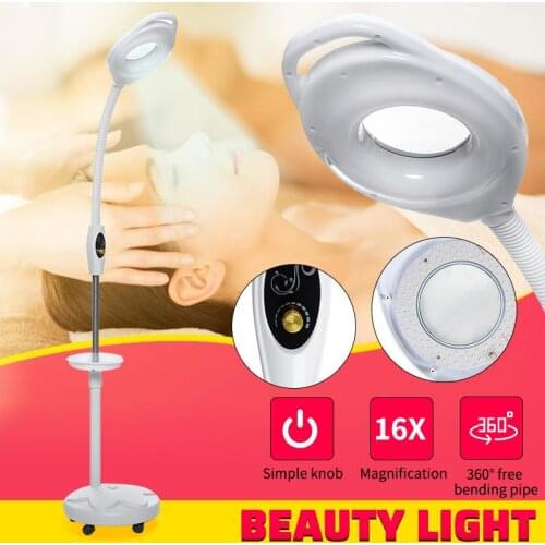 16x LED Wheel Moving Magnifier Lamp Makeup Tattoo Loupe Cold Magnifying Light Glass Facial Light Skincare Nail Beauty Tool