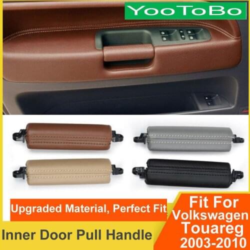 LHD RHD Genuine Leather Driver Side Interior Inner Door Pull Handle Trim Panel Trim Beige Black For Volkswagen Touareg 2003-2010