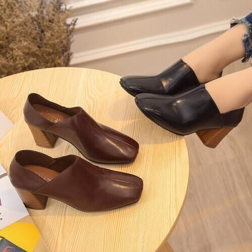 Concise elegant square toe girls party wedding shoes spring women pumps New Heel fashion women high heel shoes sexy U18-65