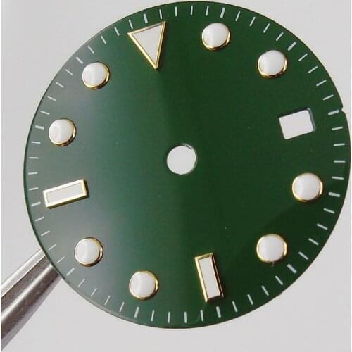 Nologo 28.5mm Green Watch Dial Golden Edge with Date Window Fit ETA 2836 MIYOTA 8215 821A 8205 Movement