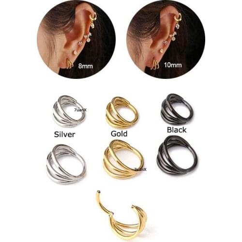 1 Piece Hoop Earrings Stainelss Steel Fresh Piercing 16Gauge for Ear Lobe Helix