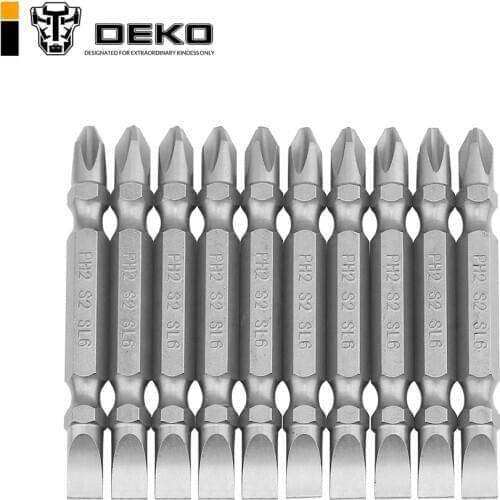 DEKO SCRE05 10pcs Security Bit Hexagon Screwdriver Bit S2 Steel 1/4 Inch Hex Shank Screw Drivers Set 65mm Length
