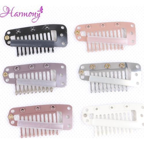 100pcs/bag 3.8cm 10 Teeth Stainless Steel Snap Comb Wig Clip Comb for Machine Weaving Extensions Hair Extensions Accessories