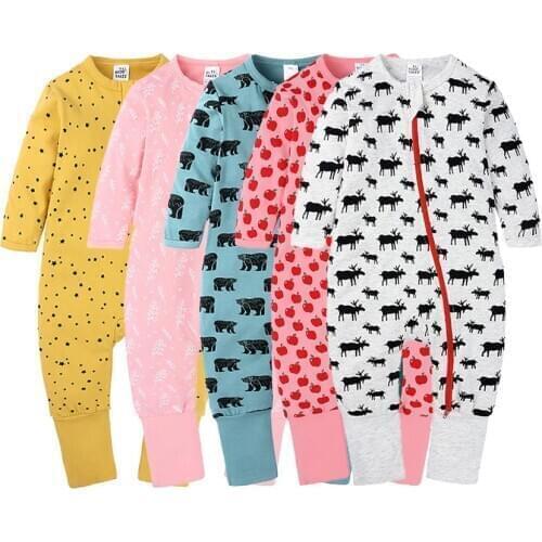 2020 Autumn Spring Yellow Pattern Colorful Baby Infant Rompers Cotton Long Sleeve 0-12m Newborn Boys Girls Costume