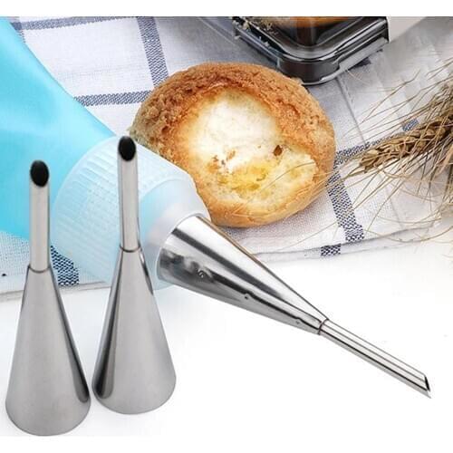 3Pcs Stainless Steel Cake Piping Decorating Mouth Cream Puffs Nozzles DIY Cake Decorating Tools Fancy Pastry Baking Tools