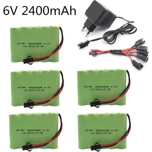 6V 2400mAh Ni-MH Battery Packs With 6V Charger For RC Toys Car Gun Tank Trucks Boats NIMH AA 6V Battery Pack For RC boats