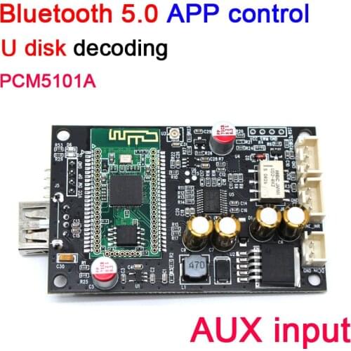 ATS2825 Bluetooth 5.0 Receiver U disk Decoder Board PCM5101A HiFi Audio Lossless playback AUX diy Amplifier Speaker 12v 24v car