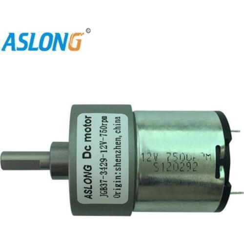 ASLONG brand 12v 24v dc motor with 37mm gear box mini DC gear motor straight reducer motor metal gear box from 1200 to6rpm