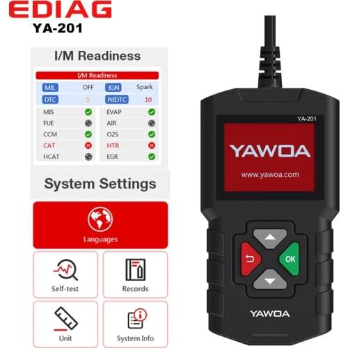 YAWOA YA-201 OBDII Scanner YA201 ODB2 Code Reader Diagnostic Auto OBDII Engine Fault Code Reader Scan Tools PK NT201 AL319