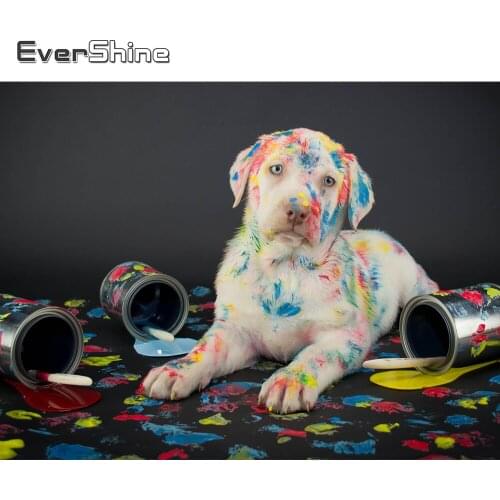 Evershine Diamond Painting Dog Diamond Embroidery Animal Full Square Round Cross Stitch Mosaic Rhinestone Picture Wall Decor