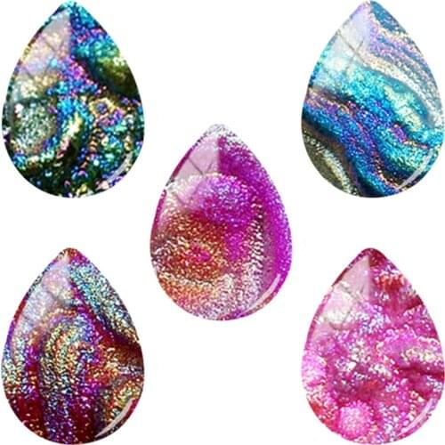 JWEIJIAO 5pcs/lot Colourful Natural Drusy Handmade Teardrop Shaped Glass Cabochon Charm Women DIY Jewelry Accessories Make DR169