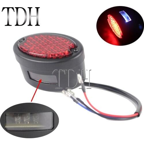 Cafe Racer Motorcycle Rear Brake LED Tail Light Lamp For Chopper Bobber Softail Black Taillight Rear License Plate Light Cat Eye