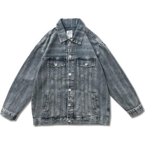 20 autumn mens jacket American leisure basic loose campus neutral style mens and womens denim jacket