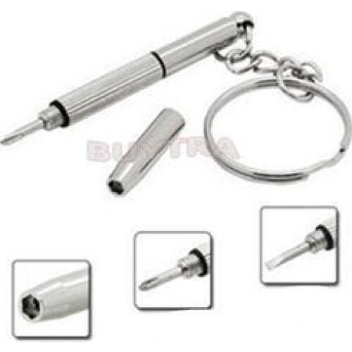 Double Head 3 in 1 Mini Eyeglass Screwdriver Hand Tool Stainless Steel Keychain Screwdriver Bit Multificational Tools