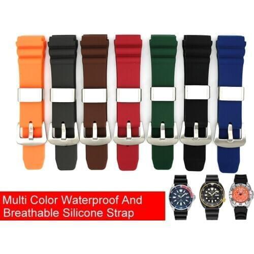 SEAFARER 22MM rubber strap Black blue orange Green Gray Soft Silicone Sport Watch Band Bracelet for Seiko Diver Scuba SLA019J1