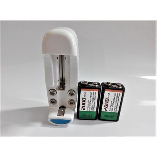 SHSEJA 2pcsX9v Ni-MH 2000mAh rechargeable battery pack+Universal 9v aa aaa 18650 cr123a battery charger