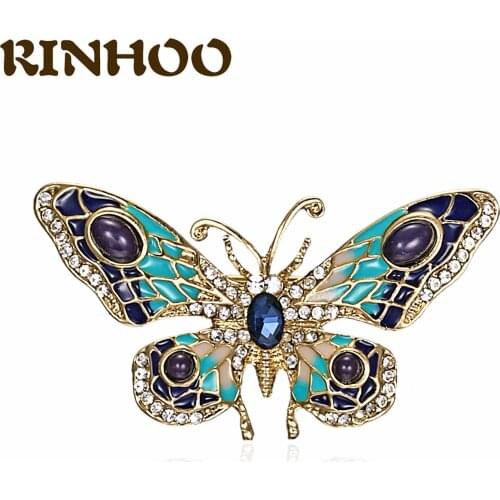 RINHOO New Trendy Colorful Rhinestone Butterfly Brooches For Women Wedding Fashion Brooch Pin Coat Dress Accessories Wholesale
