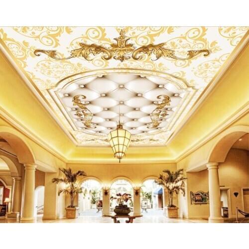 High-end luxury European 3d wallpaper ceiling Metal pattern soft package wall papers home decor