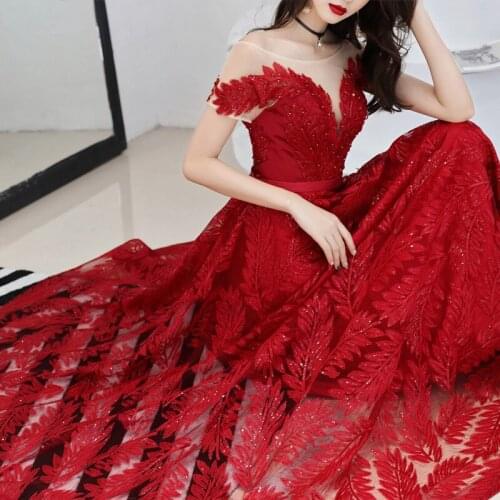 Sexy Female Evening Party Gown Qipao Elegant Formal V-Neck Maxi Dress Bride Cheongsam Exquisite Sequins Bling Bandage Vestidos