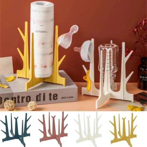 Milk Bottle Drying Rack For Baby Multifunctional Feeding Bottles Drain Rack Dryer Drainer Storage Creative Tree Branch Holder