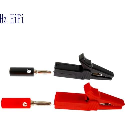 55MM Alligator Clip + BANANA PLUG Test Probe With 4mm Banana Plug Cable Clips Socket Battery Red Black