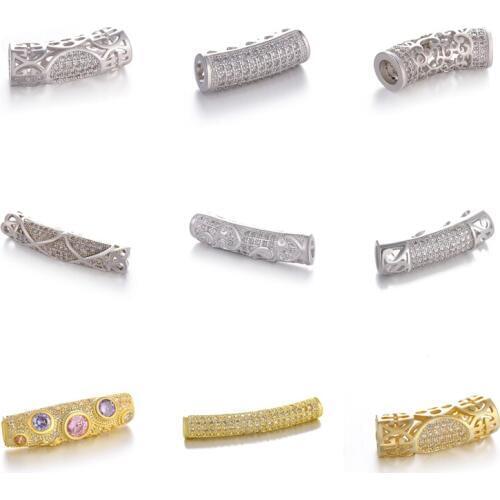 Juya DIY Needlework Accessories Material Hollow Gold Curved Tubes Beads For Natural Stones Pearls Beadwork Charms Jewelry Making
