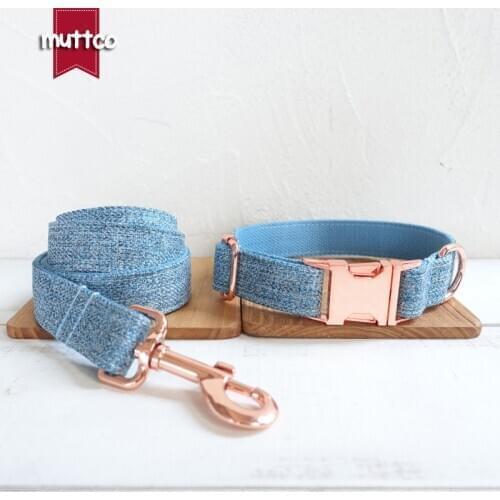 MUTTCO adjustable pet collar for training comfortable puppy necklace THE SKY BLUE SUIT handmade dog collar 5 sizes UDC071M