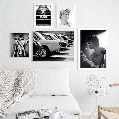 Vintage Fashion Art Poster And Print Sexy Woman Car Camera Prince Nordic Decoration David Portrait Canvas Painting Wall Pictures
