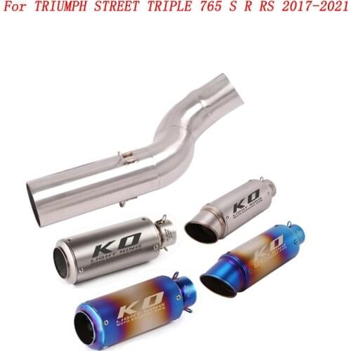 Escape Motorcycle Exhaust Mid Link Tube And 51mm Vent Pipe Stainless Steel For TRIUMPH STREET TRIPLE 765 S R RS 2017-2021