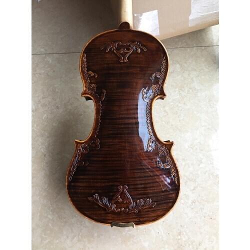 High grade Hand carved violin 4/4 3/4 solid wood whole board Brown violin professional hand-painted violino With bow Accessories