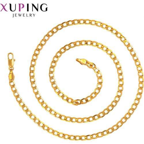 Xuping Simple Necklace Pure Gold Color Plated Trendy Jewelry for Women Gifts for Thanksgiving Day 45228