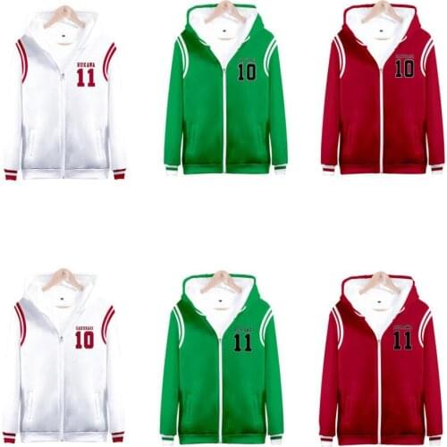 Japan Anime SLAM DUNK Cosplay Costume Shohoku High School Sakuragi Hanamichi Kaede Rukawa Unisex 3D Hoodie Zipper Hooded Jacket
